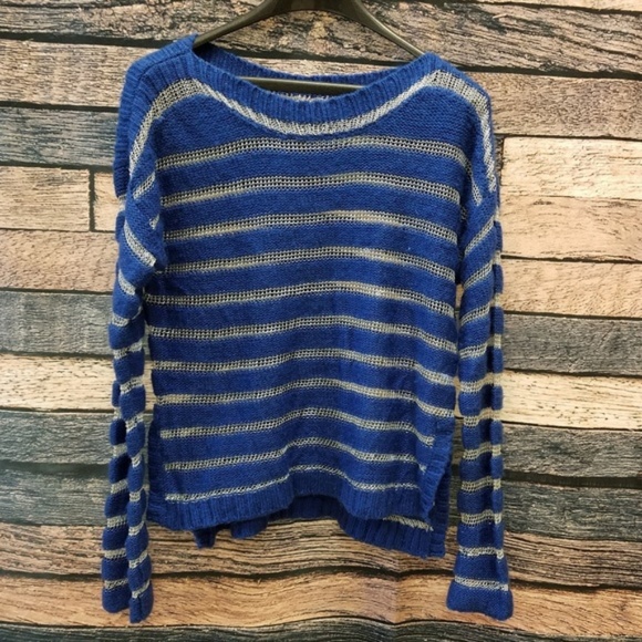Striped Cobalt Blue and Silver Ashford Sweater - Picture 3 of 7